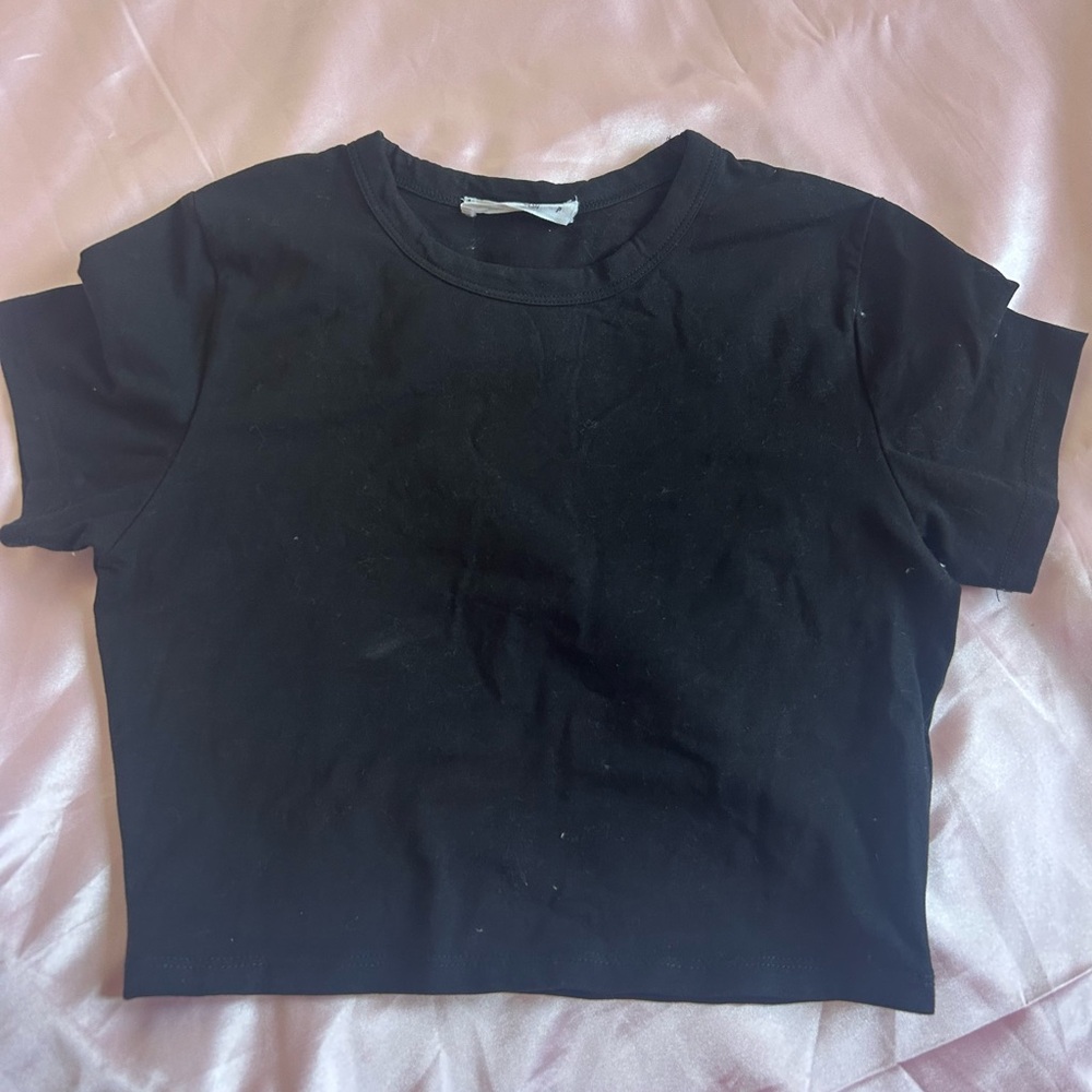Cotton On Black Micro Crop Tee